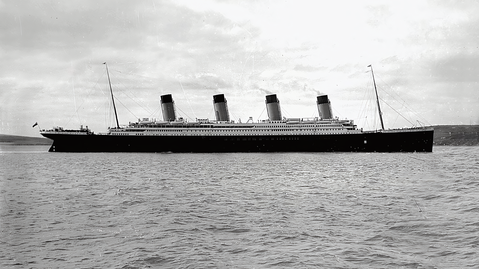 Titanic in Queenstown harbour, 11 April 1912.