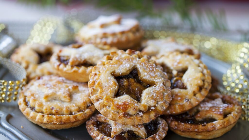 Mince pies on a plate