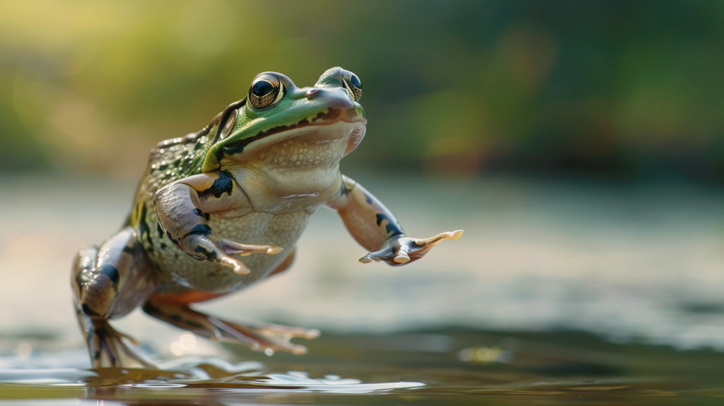 A frog jumping