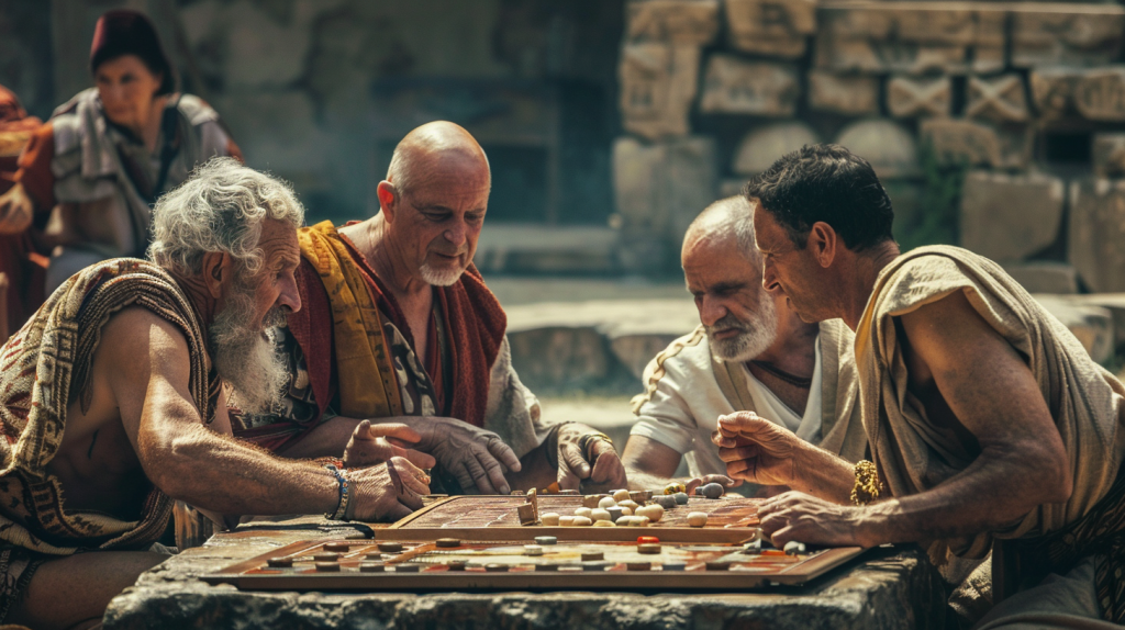 ancient romans playing a boardgame