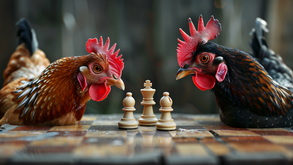 chickens playing chess