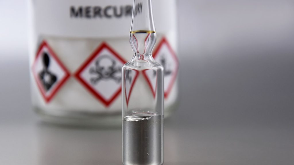 Mercury in a sealed ampoule