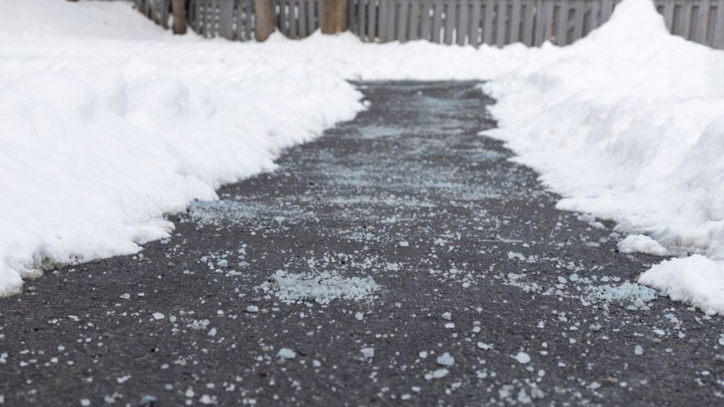 salted pathway free of ice