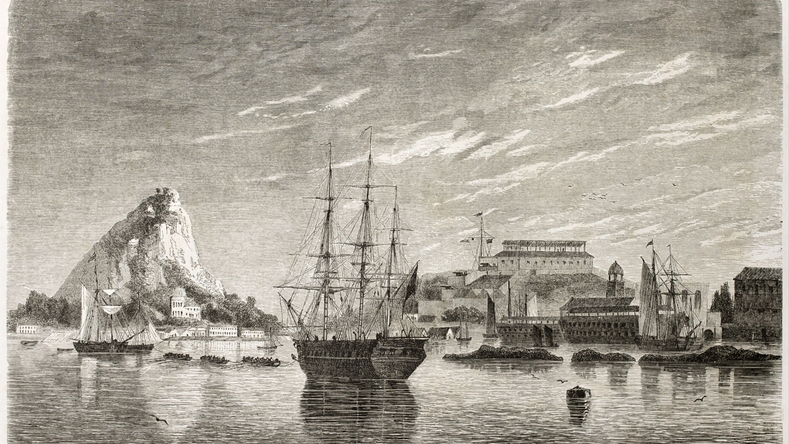 Bermuda old view. Created by De Berard, published on Le Tour du Monde, Paris, 1860