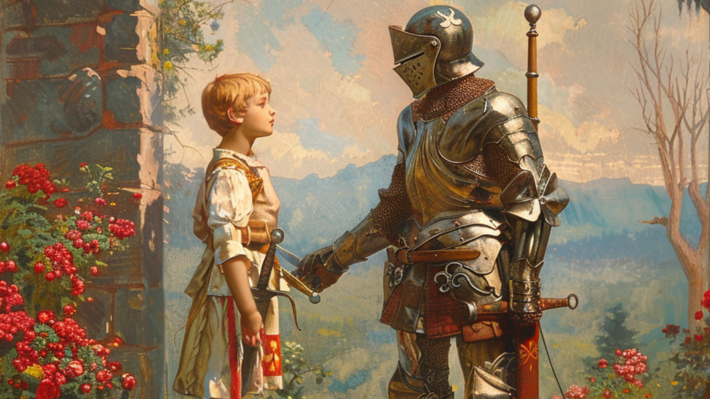 A young squire with a knight