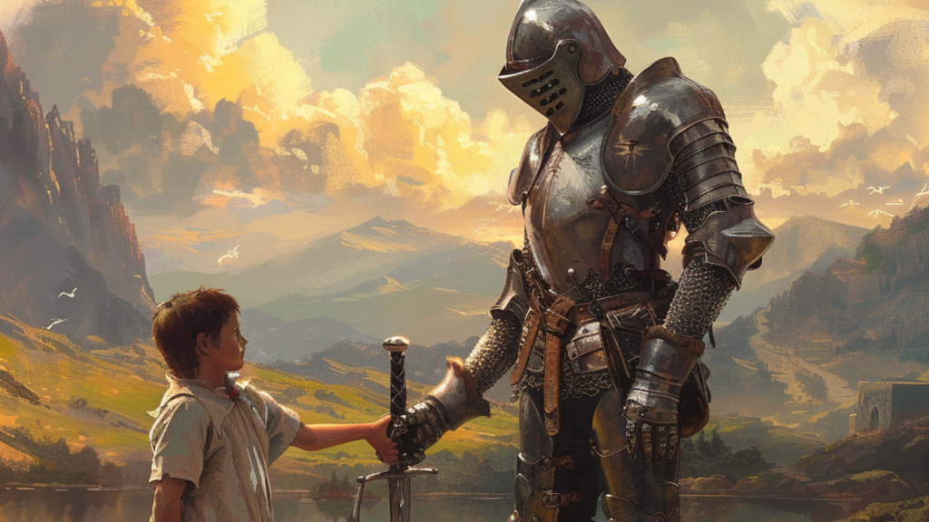 A knight with his young squire