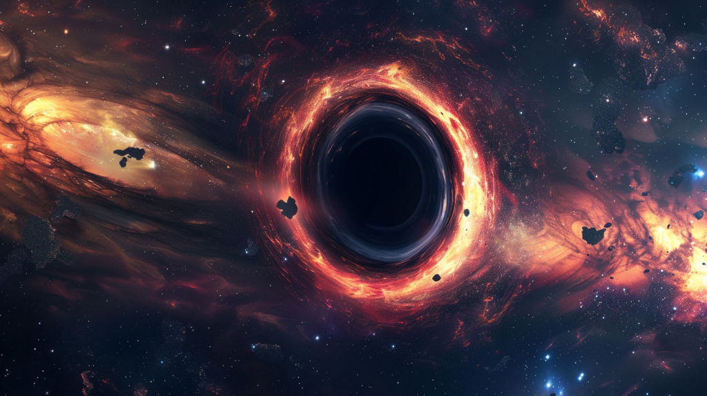 black hole consuming matter and growing larger