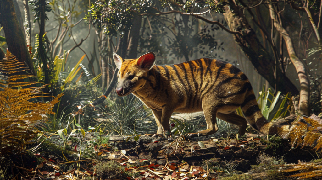 Tasmanian tiger in its natural habitat