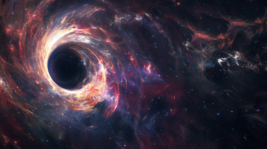 artistic impression of a black hole in outer space.