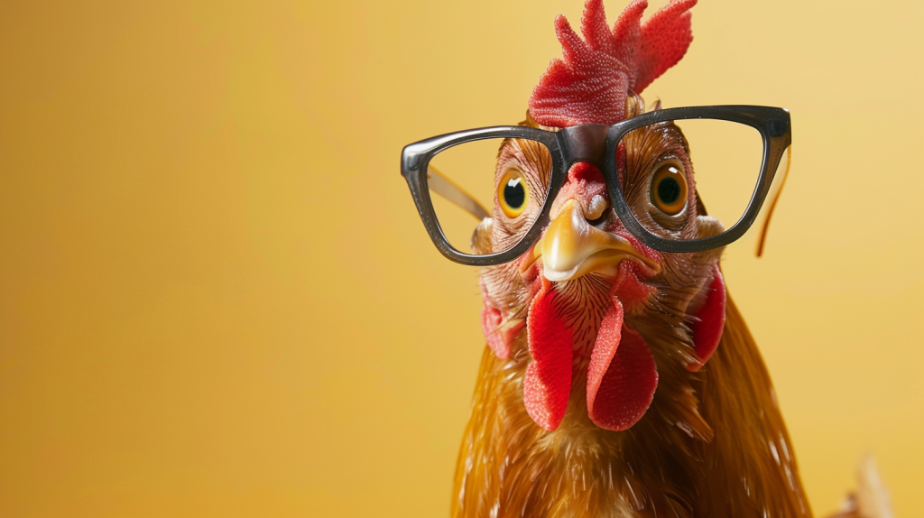 chicken wearing glasses