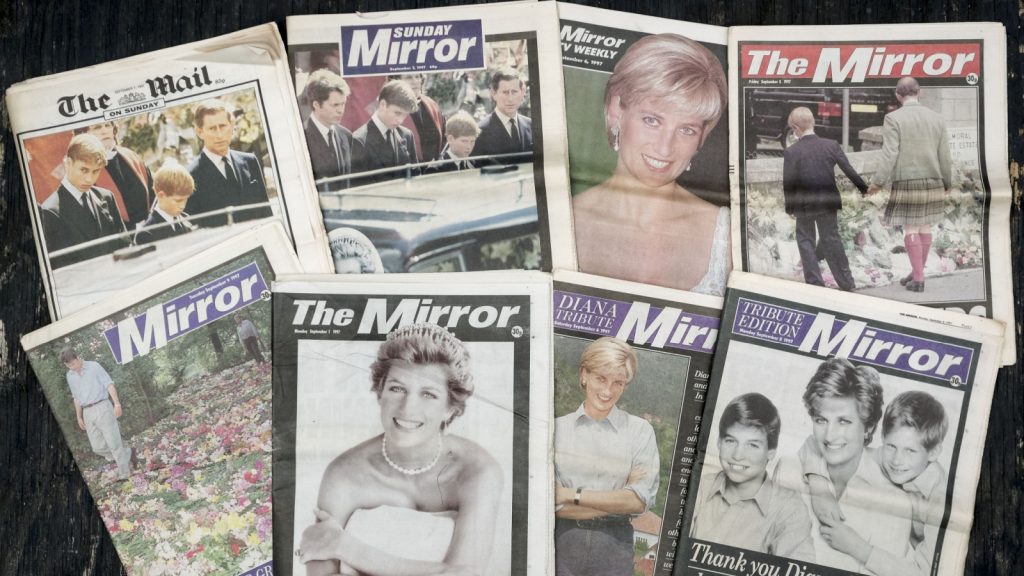 British Newspaper front covers reporting the Death of Princess Diana from September 1997.