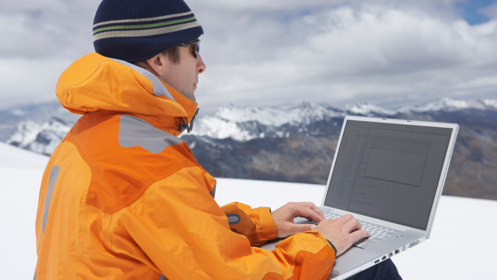 laptop in snow