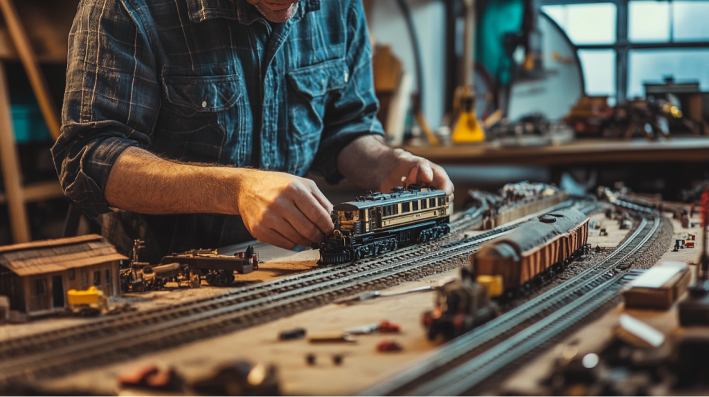 a man building a model railway