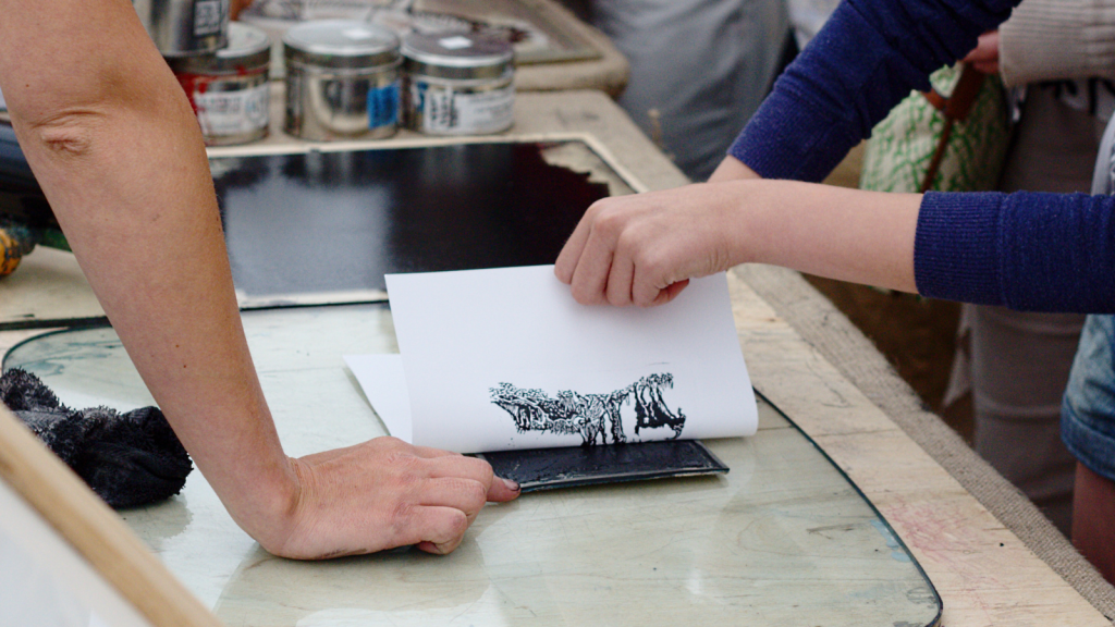 Linocut printing