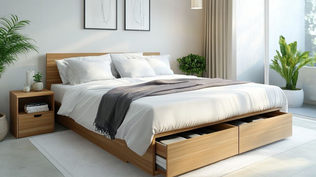 Bed with built-in storage