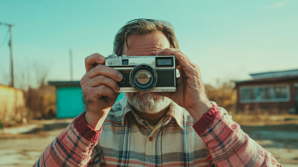 80s dad taking a photo