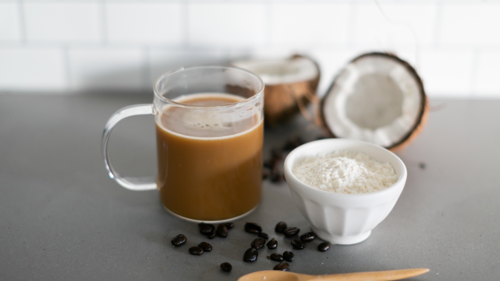 Cup of coffee with keto coconut creamer