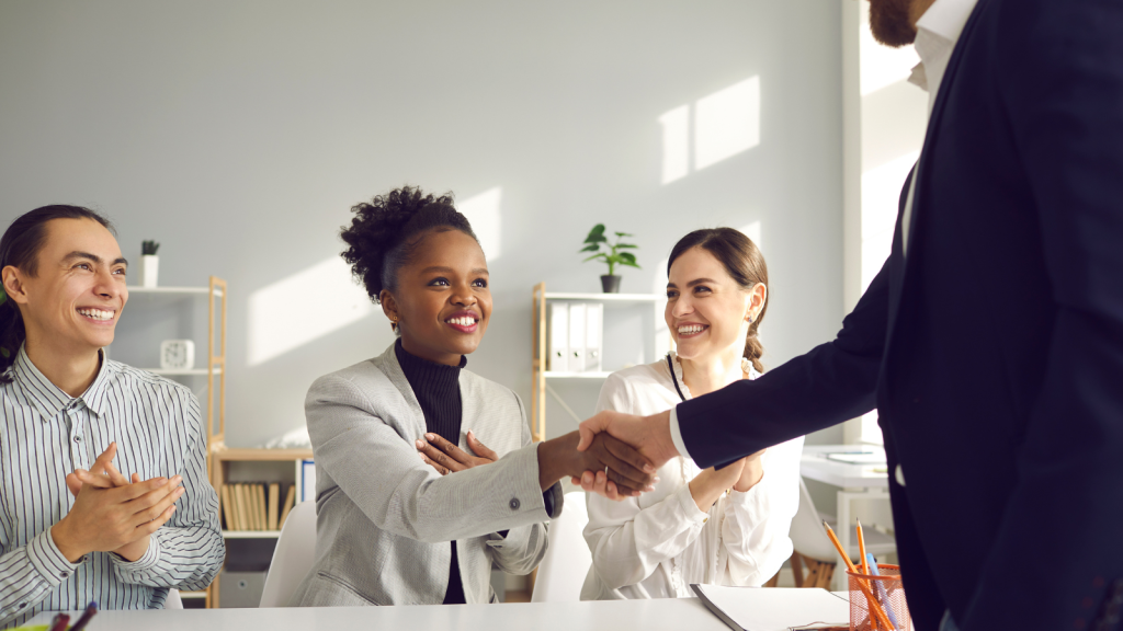 Handshake in office meeting