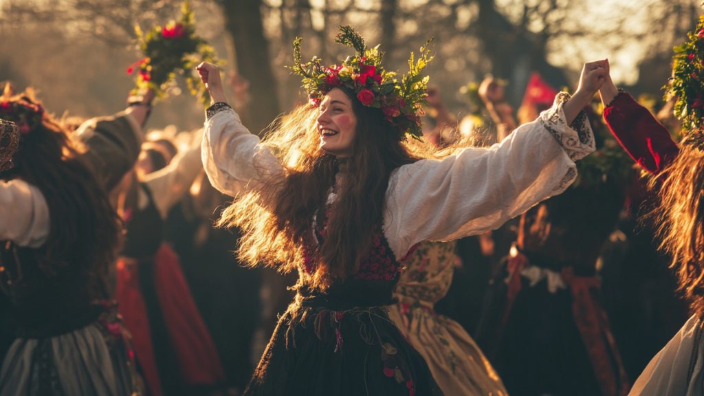 people celebrating Gŵyl Mabsant a Welsh holiday