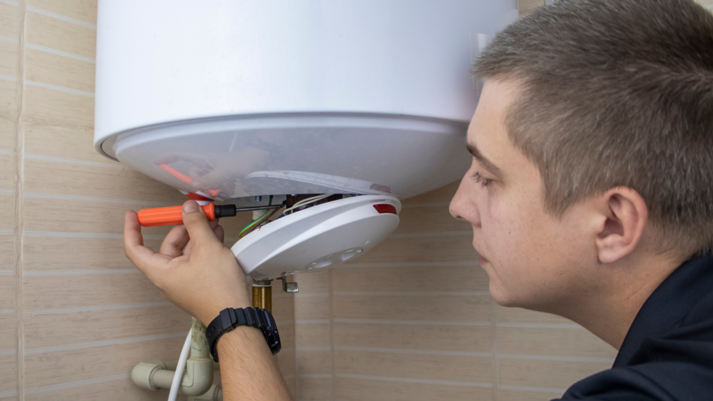 Man insulating a heater