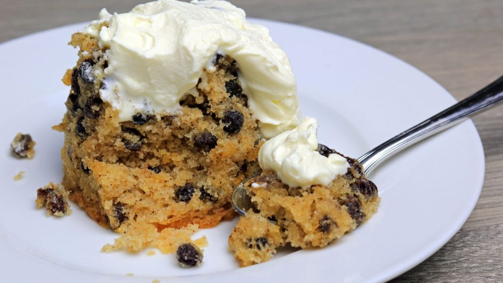 spotted dick with cream