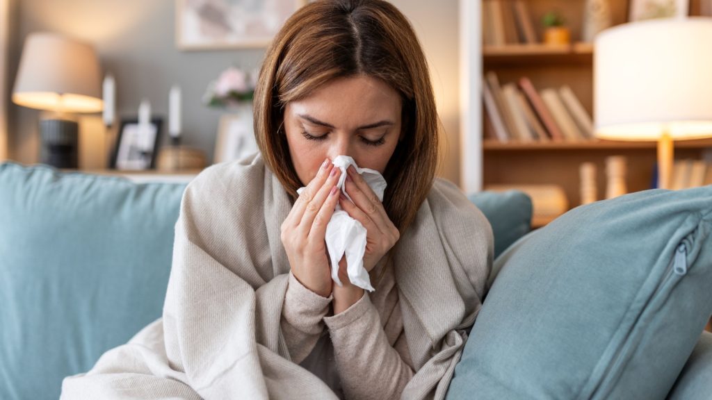 woman with flu