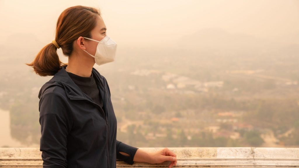 woman on dusty air