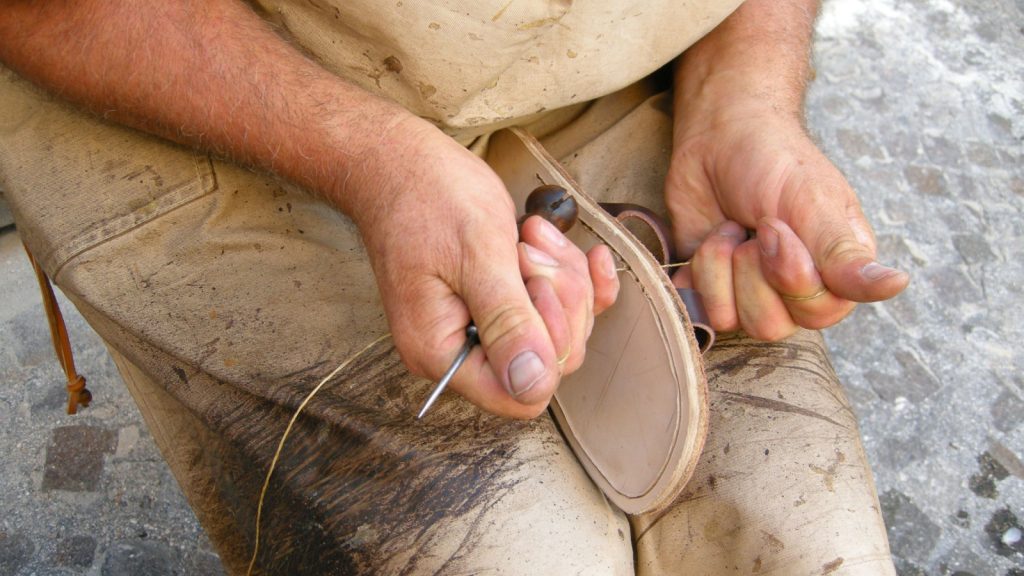 ancient way of making sandals