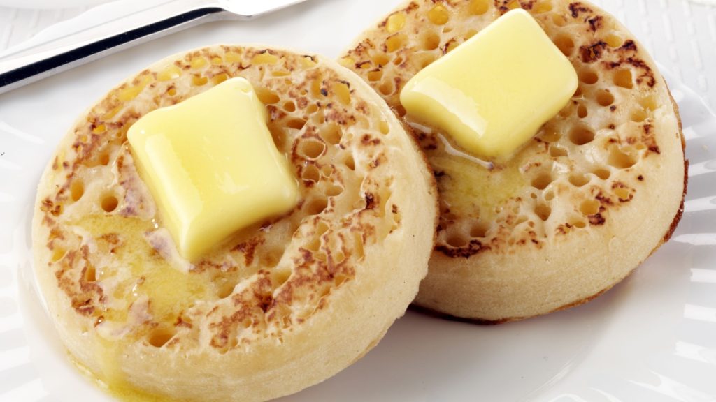 crumpets with butter