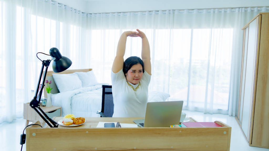 Woman doing shoulder shrug