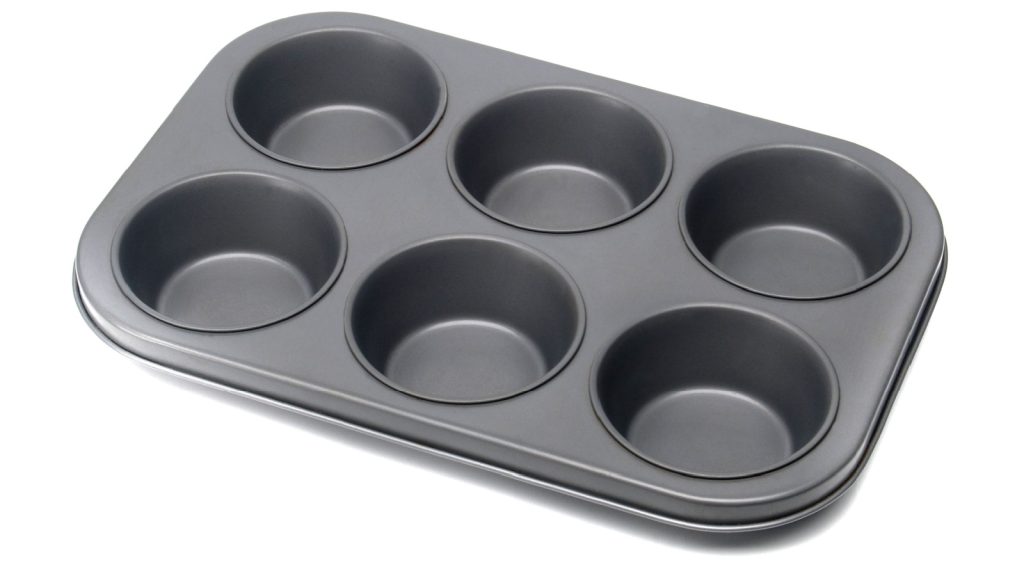 gray silicone muffin tray