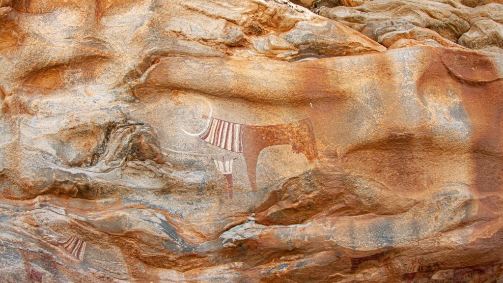 paintings on the surface of the rock in Laas Geel, Somaliland
