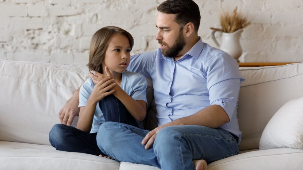 dad talking to son