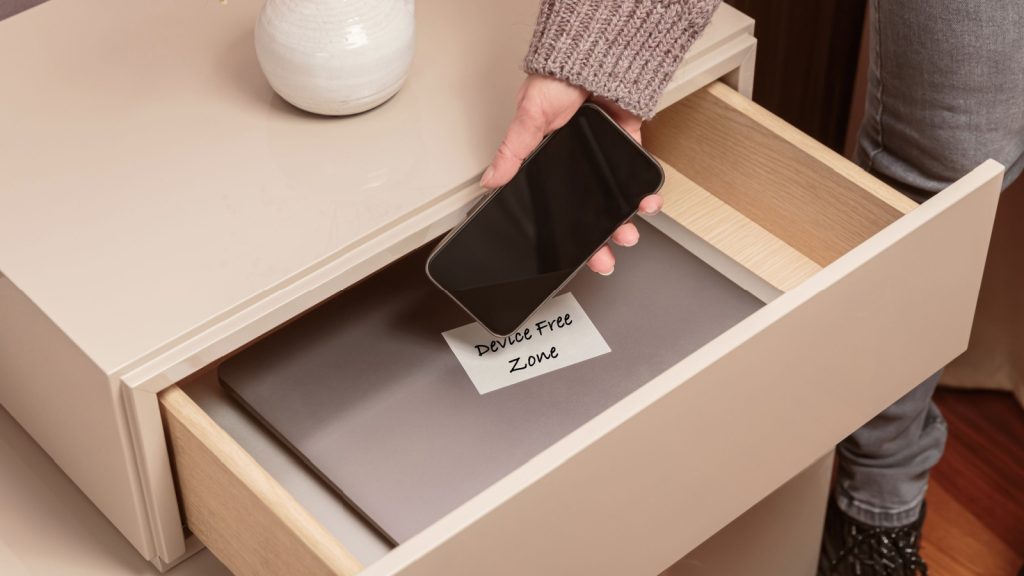 hiding phone in drawer