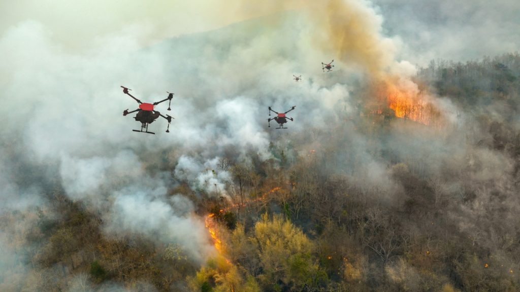 firefighting drones spray chemical to help control wildfires