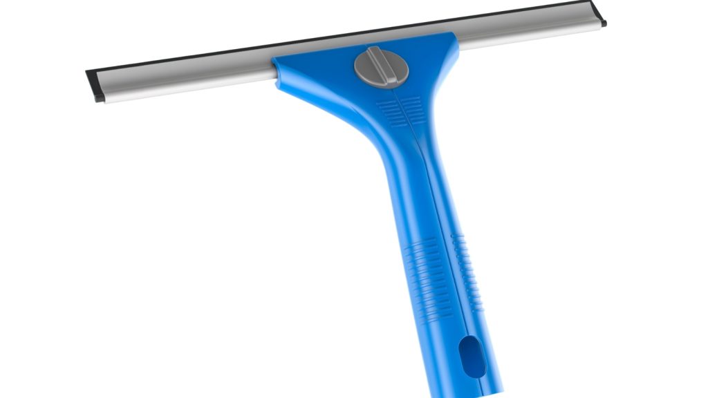 shower squeegee with a blue handle