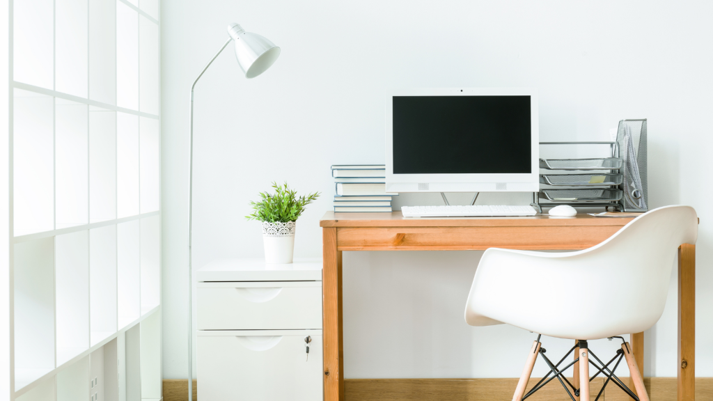 Tidy workspace in white with modern room