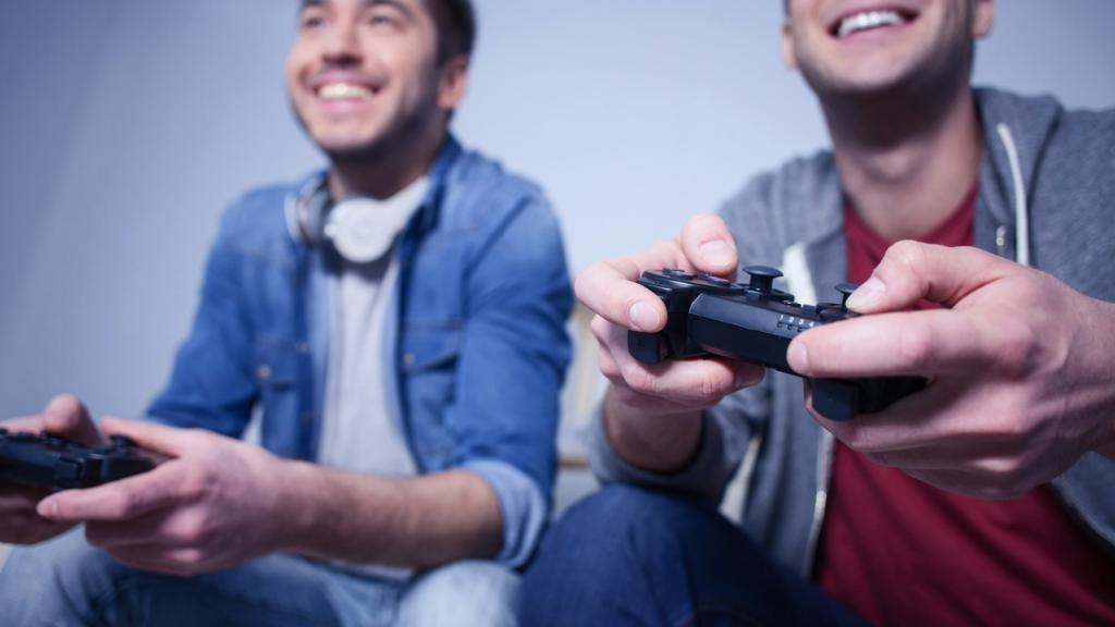 Two men playing video games