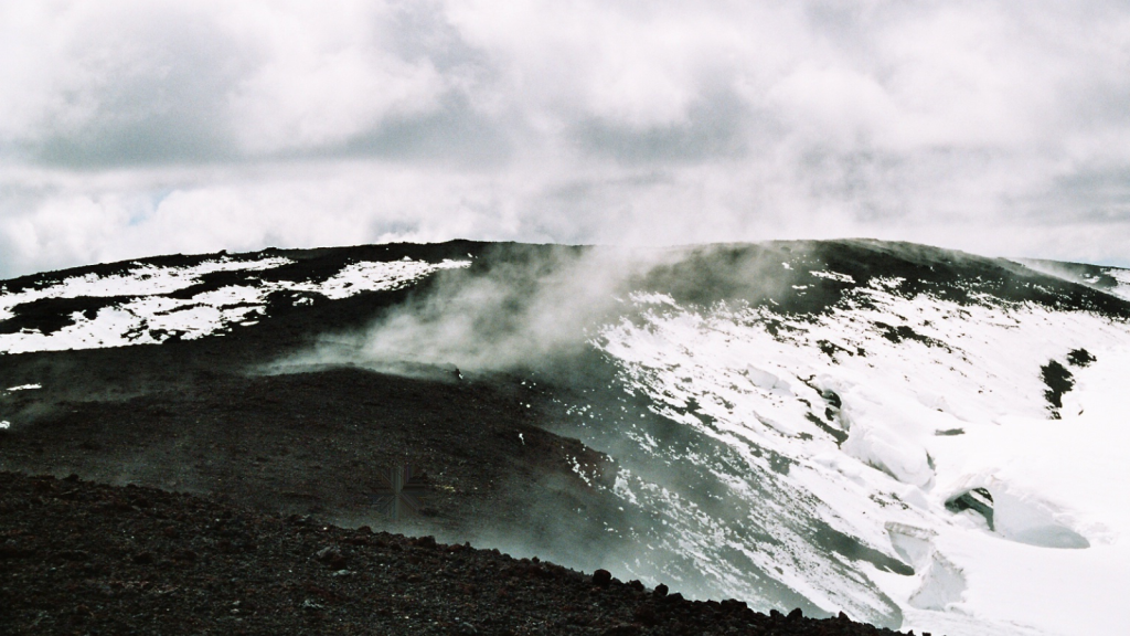 smoke from top of Hekla volcano
