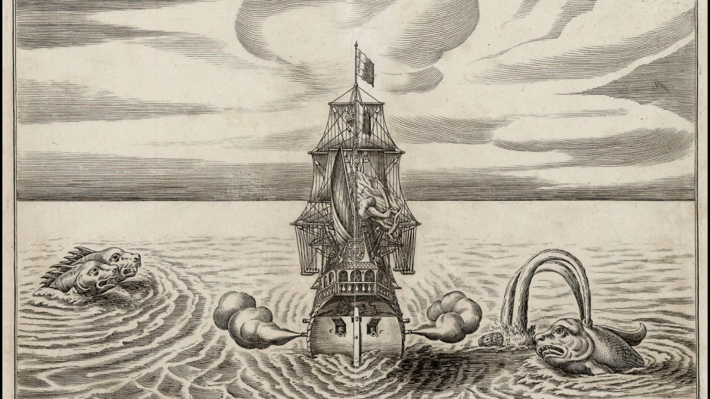 sea monsters attacking a ship
