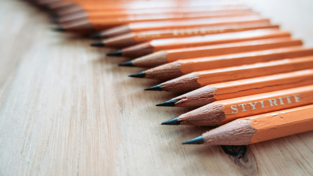 Graphite pencils lined up