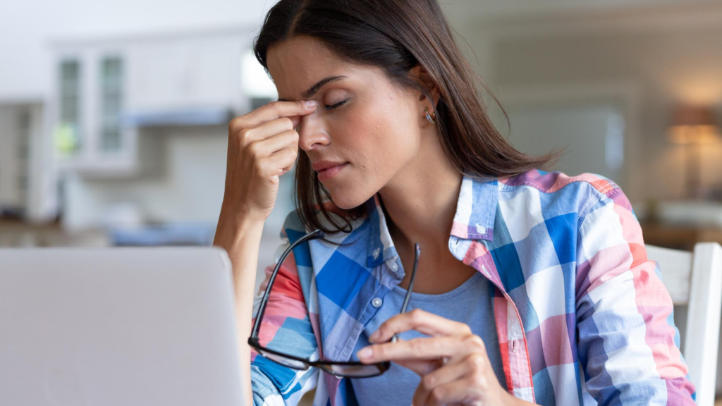 Woman having an eye strain