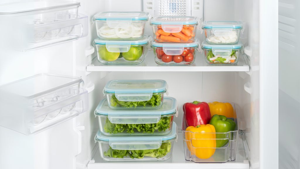 Variety of Fresh Produce in Clear Containers