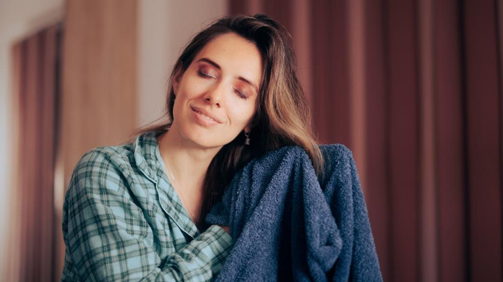 Woman Drying Her Hair Using a Microfiber Towel