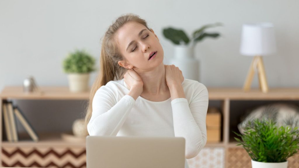 Woman doing neck exercise