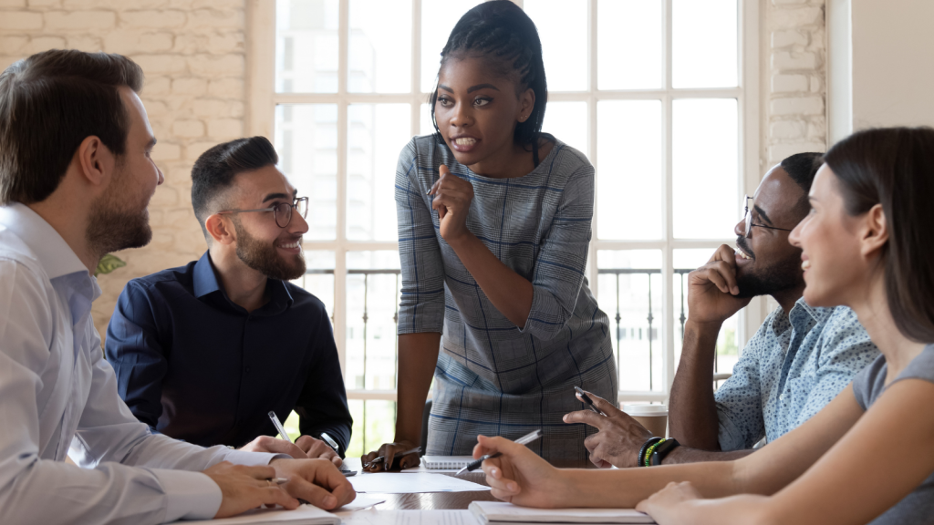 Woman explaining new strategy plan