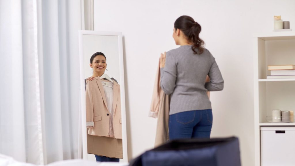 Woman preparing her clothes for work