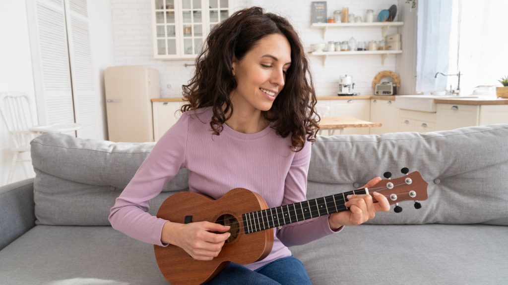 Playing ukelele