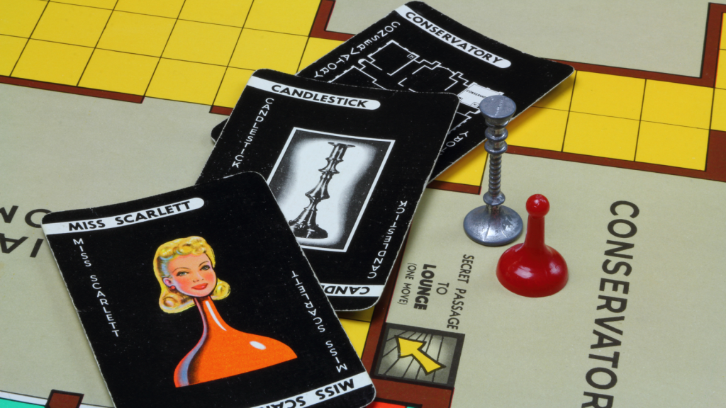 1960s edition of the country house murder mystery game Cluedo