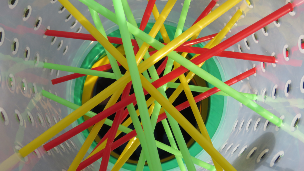 Giant Ker Plunk game at a music festival in UK